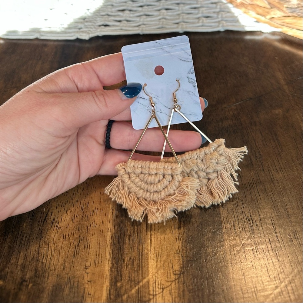 NWT Tan Fringe Earrings
